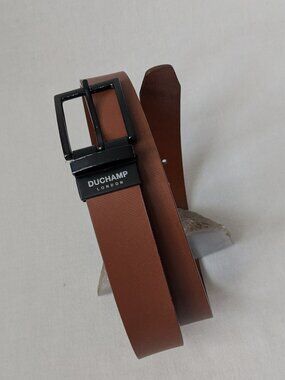Duchamp London Reversible Leather Belt 34 Brown Textured & Smooth Handcrafted